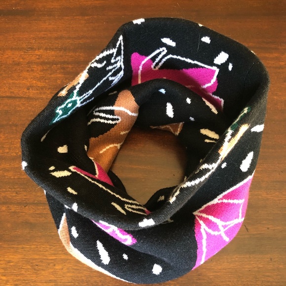 Anthropologie Bel Kazan Georgie Snood Black Motif Print Scarf Neck Warmer - Picture 5 of 8